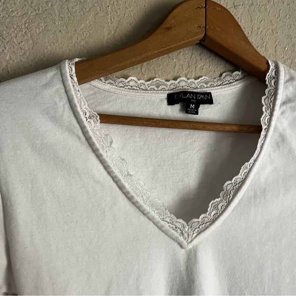 White Dylan Ryan Lace Trim Vneck Bodysuit - Picture 3 of 6